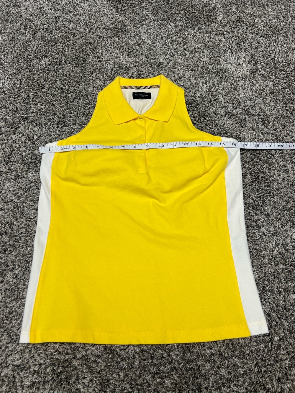 Burberry XS Yellow Sleeveless Polo Tank Collared Top Preppy Golf Tennis - Picture 11 of 11